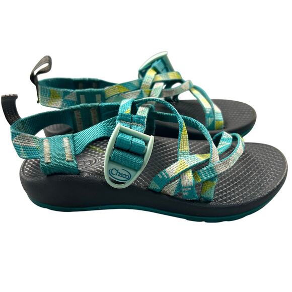 Chaco Kids Sandals Z/1 Ecotread Shoe Teal Blue Green Youth 13 Adjustable Strap - Picture 2 of 7